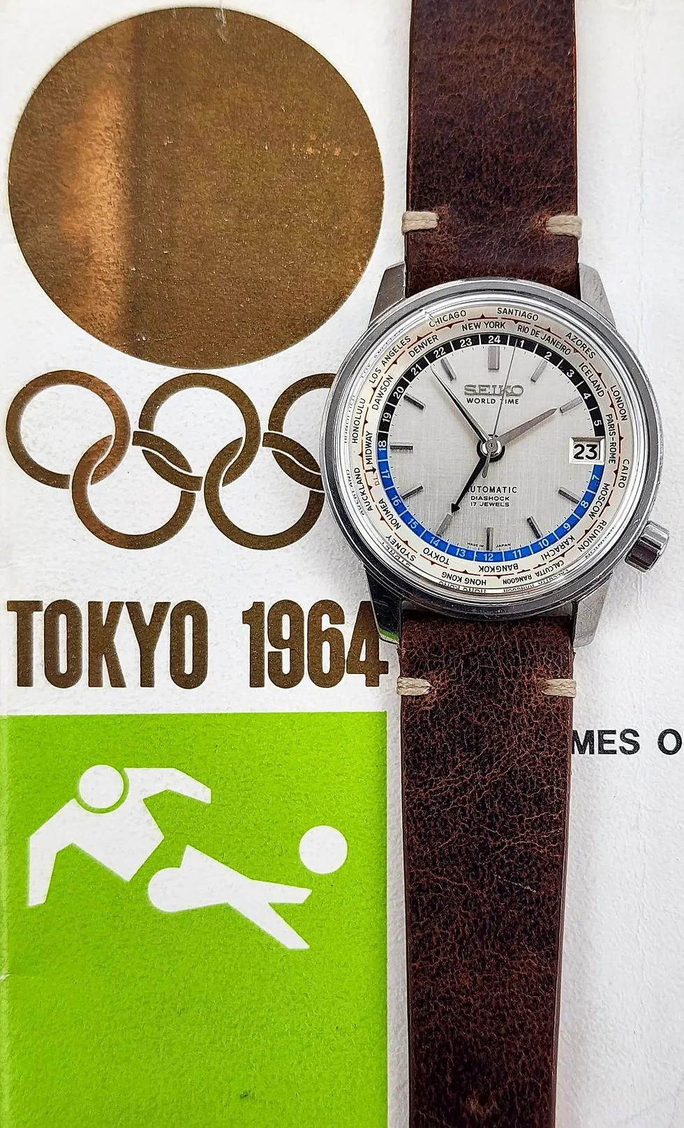 A 1964 world-time watch with an internal city bezel